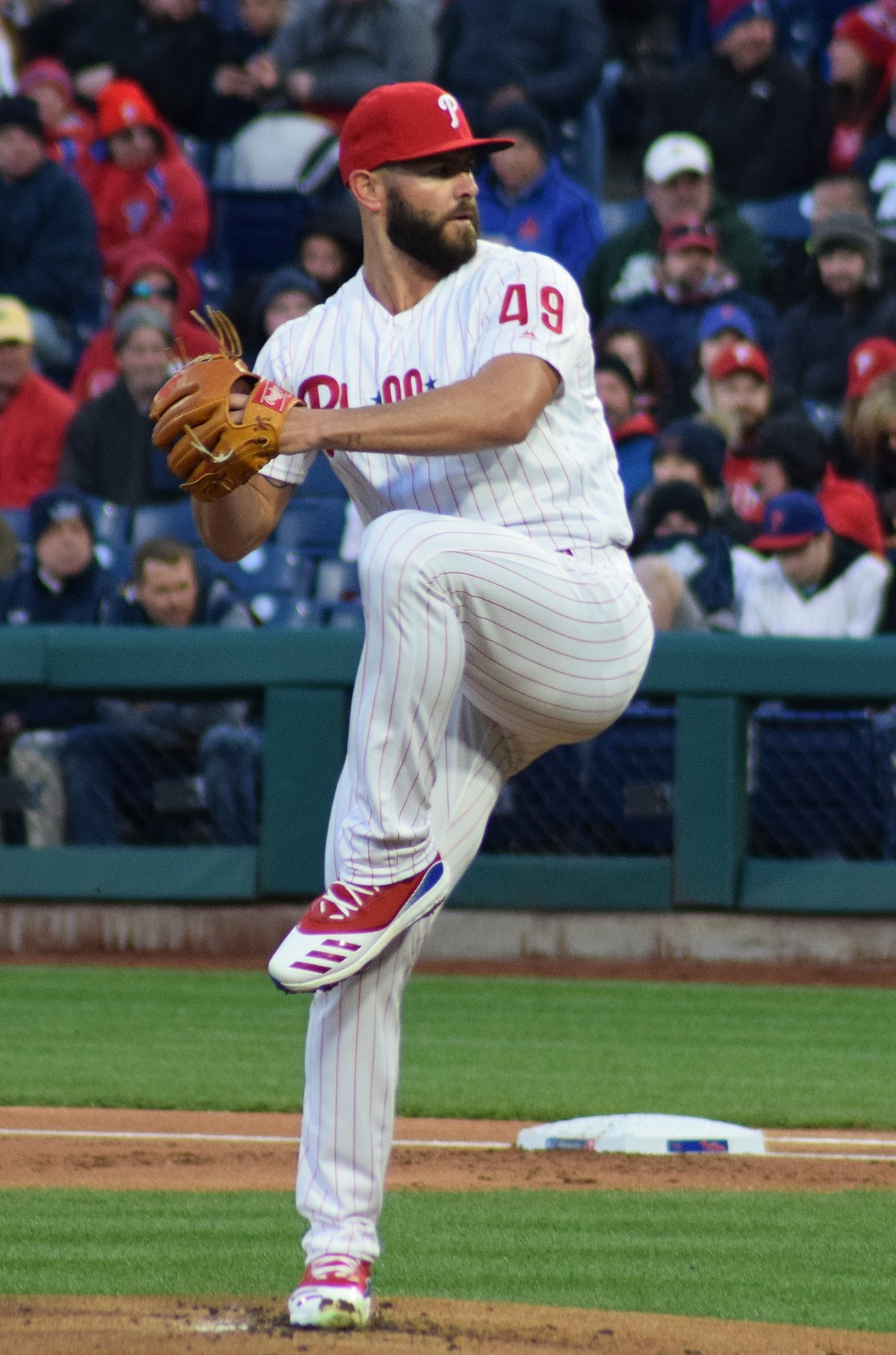 2019 Philadelphia Phillies Jake Arrieta #49 Game Issued Cream