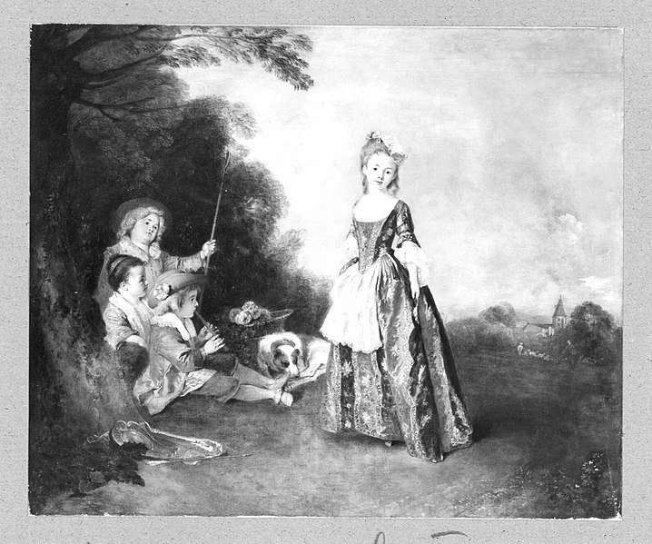 File:Jean Antoine Watteau (1684-1721) - Der Tanz, Kindergruppe im Freien mit Hund - 2311 - Führermuseum.jpg