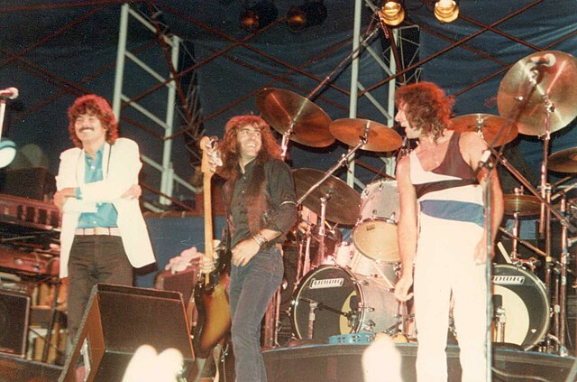 Mickey Thomas, Pete Sears, and Aynsley Dunbar of Jefferson Starship in 1981