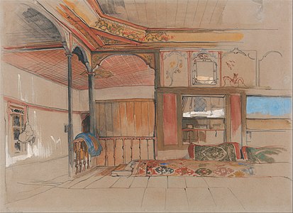 Interior of an Eastern House label QS:Len,"Interior of an Eastern House" 1840s