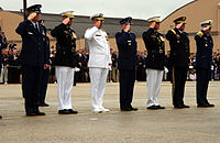 Members of the Joint Chiefs of Staff render a salute for the late President Ronald Reagan at Andrews Air Force Base in 2004.