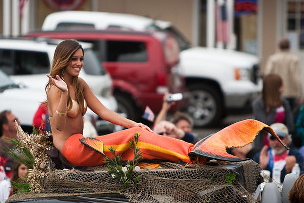 People dress in mermaid costumes for events such as parades.