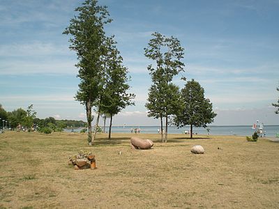 ŝtona parko ĉe la kurona laguno en Juodkrantė