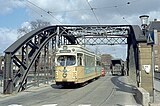 Gelede wagen 887 op lijn 16 op de Vesterfælledvej / Vigerslev Allé; 24 april 1970.