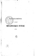 PROLÉGOMÈNES A TOUTE MÉTAPHYSIQUE FUTURE (1783)