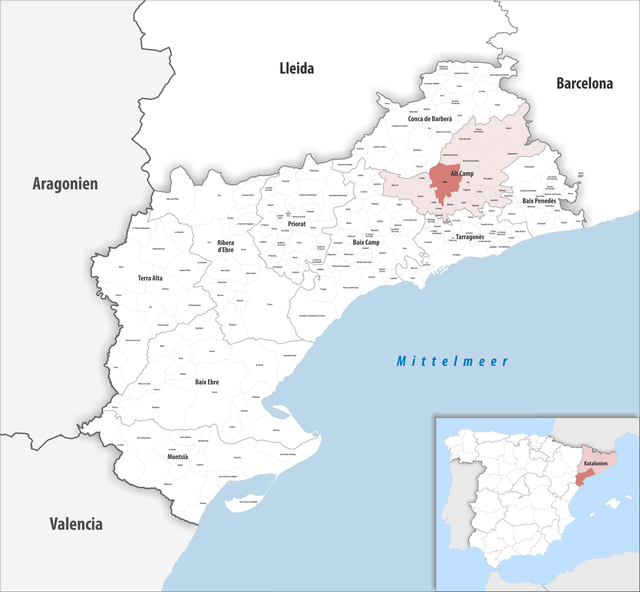 Kommunens läge i provinsen Tarragona