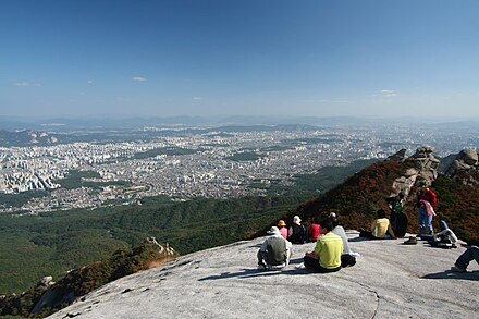 View from Bukhan mountain towards Seoul