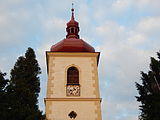 Detail věže kostela sv. Bartoloměje v Hrádku nad Nisou.