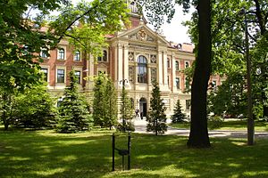 Main building of the 19th century Polish university. Summer.