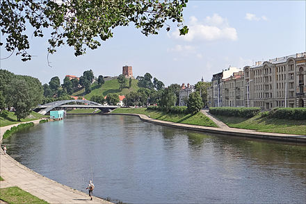 Neris river flowing through Vilnius