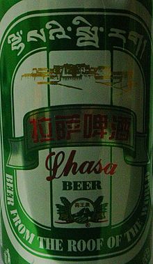 Lhasa Beer, the only Tibetan beer on the world market Lhasa Beer crop.jpg