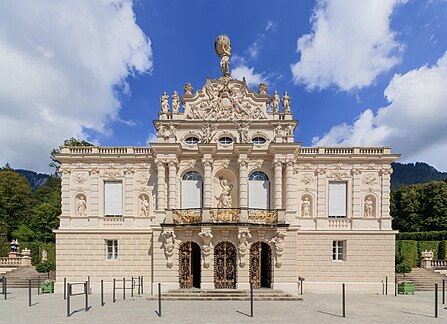 South facade of Linderhof Palace, Ettal, Garmisch-Partenkirchen district, Bavaria, Germany