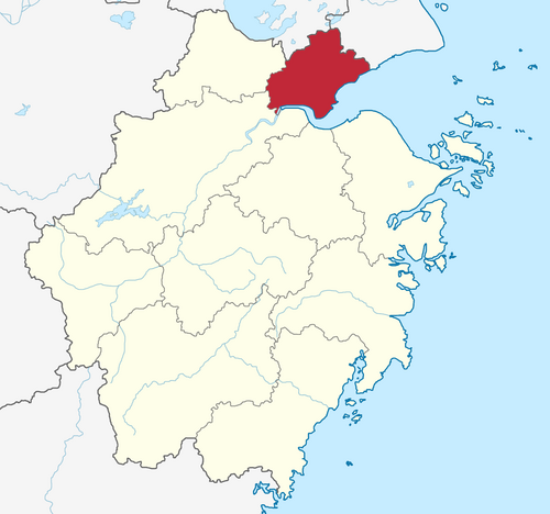 Location of Jiaxing City jurisdiction in Zhejiang