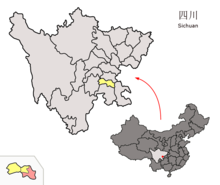 Location of Fushun within Sichuan (China).png