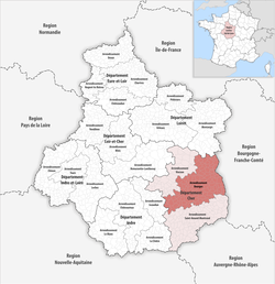Bourges arrondissementinin Merkez-Val de Loire'daki konumu