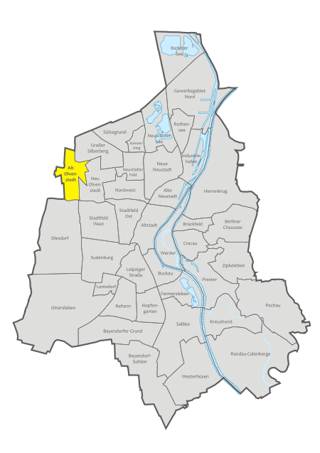 Magdeburg, administrative districts, Alt Olvenstedt location