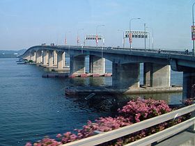 Vue du pont depuis Singapour en direction de la Malaisie.