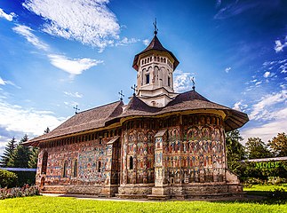 Annunciation Church of Moldovița Monastery, one of the eight painted churches of Moldavia, Romania, is listed by UNESCO as a World Heritage Site.