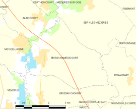 Mapa obce Brissy-Hamégicourt