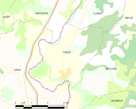 Mapa obce Thèze