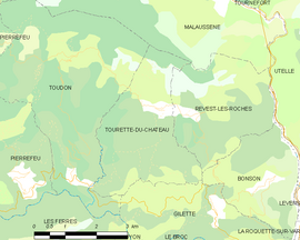 Mapa obce Tourette-du-Château