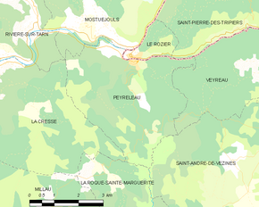 Poziția localității Peyreleau
