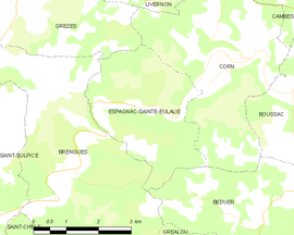Mapa obce Espagnac-Sainte-Eulalie