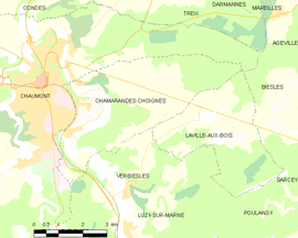 Mapa obce Chamarandes-Choignes