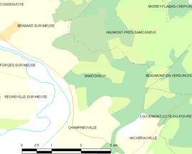 Mapa obce Samogneux