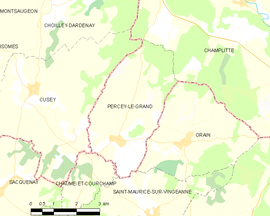Mapa obce Percey-le-Grand