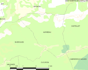 Poziția localității Auribeau