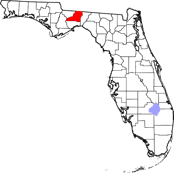 Map of Florida highlighting Leon County