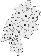 Map of Hesse with districts (with numbers).svg