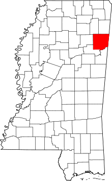 Harta e Monroe County në Mississippi