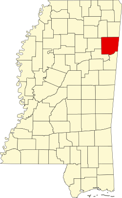 Map of Monroe County within Mississippi