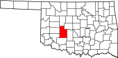Map of Oklahoma highlighting Caddo County.svg