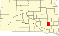 Harta statului South Dakota indicând comitatul Hanson