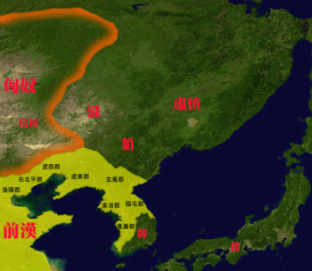 紀元前1世紀頃の東夷諸国と濊と貊の位置。