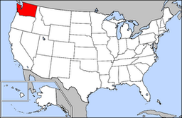 Karta över USA med Washington markerad