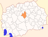 Karte von Nordmazedonien, Position von Opština Veles hervorgehoben