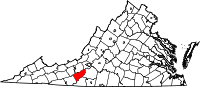 Map of Virdžinija highlighting Floyd County