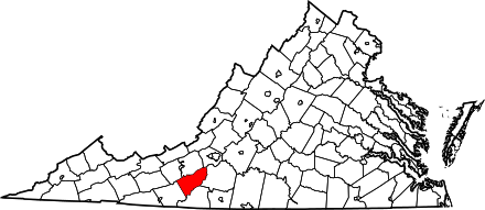 Location of Floyd County in Virginia