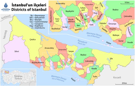 Map of the districts of Istanbul Map of the Districts of Istanbul.png