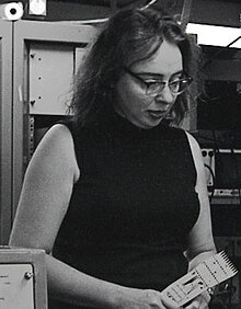 Marie Tharp working with fathometer record (cropped).jpg