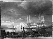 Marcus Larson: Der Hafen von Stavanger bei Abendbeleuchtung, um 1860