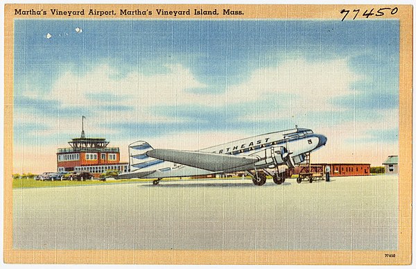 Postcard image c. 1940s, showing a Northeast DC-3