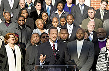 Governor Martin O'Malley with supporters at a Marriage Equality Press Conference in Annapolis Martin O'Malley Marriage Equality Press Conference.jpg