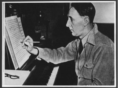 Bohuslav Martinů in New York, around 1942, at the piano working on his second symphony