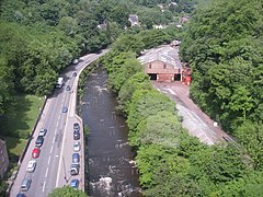 View of the River Derwent mid-flight