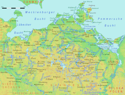 Map of Mecklenburg and Western Pomerania